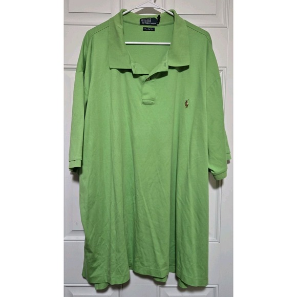Ralph Lauren Polo Shirt Pima Soft Touch Mens Size 4XLT Green Flesh Pony Vtg - Picture 1 of 4